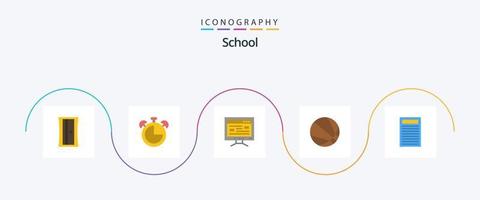 scuola piatto 5 icona imballare Compreso . formazione scolastica. in linea. libro. palla vettore