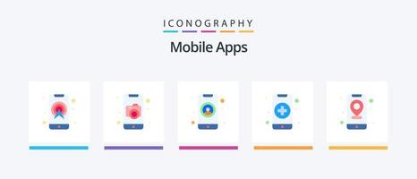 mobile applicazioni piatto 5 icona imballare Compreso medico. app. app. profilo. utente. creativo icone design vettore