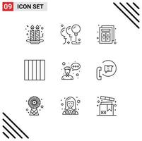 impostato di 9 moderno ui icone simboli segni per professione dipendente Inserisci avatar griglia modificabile vettore design elementi