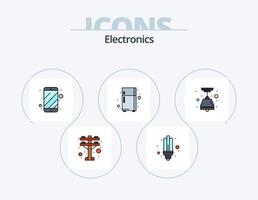 elettronica linea pieno icona imballare 5 icona design. . lente. sistema. fotografia. musica vettore
