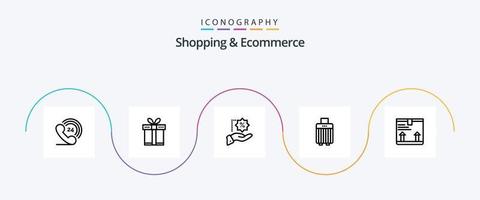 shopping e e-commerce linea 5 icona imballare Compreso freccia. consegnare. percentuale. acquistare. bagaglio vettore