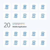 20 mobile applicazione blu colore icona imballare piace media Telefono App i phone App vettore