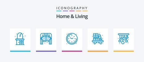 casa e vivente blu 5 icona imballare Compreso lampadari. casa. vita. ripiano. vita. creativo icone design vettore