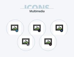 multimedia linea pieno icona imballare 5 icona design. . nuovo. Immagine. cartella. Scarica vettore
