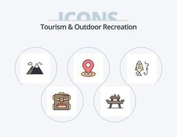 turismo e all'aperto ricreazione linea pieno icona imballare 5 icona design. escursionismo. stivali. luce. foto. Immagine vettore