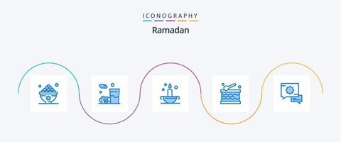 Ramadan blu 5 icona imballare Compreso preghiera. vacanza. kareem. Festival. lampada vettore