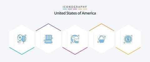 Stati Uniti d'America 25 blu icona imballare Compreso celebrazione. festa. americano. torta. stato vettore