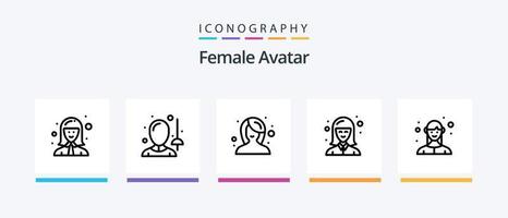 femmina avatar linea 5 icona imballare Compreso baseball. profilo. avatar. femmina. avatar. creativo icone design vettore