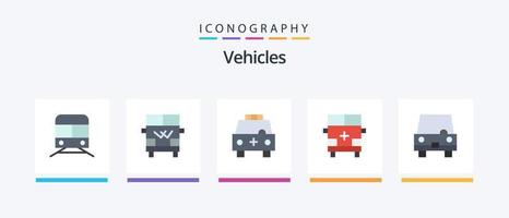 veicoli piatto 5 icona imballare Compreso trasporto. terra. veicolo. ambulanza. trasporto. creativo icone design vettore
