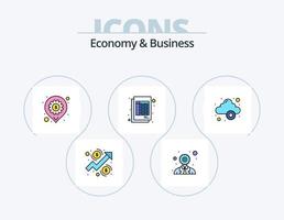 economia e attività commerciale linea pieno icona imballare 5 icona design. assicurazione. clip tavola. banca. strategia. attività commerciale vettore