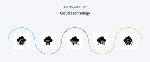 nube tecnologia glifo 5 icona imballare Compreso dollaro. nube. nube. annuncio. promozione vettore