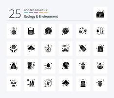 ecologia e ambiente 25 solido glifo icona imballare Compreso le foglie. radioattività. ambiente. radioattivo. nucleare vettore