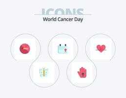 mondo cancro giorno piatto icona imballare 5 icona design. Salute. no fumare. mano. fumare. cancro vettore