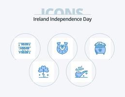 Irlanda indipendenza giorno blu icona imballare 5 icona design. trifoglio. ferro di cavallo. striscione. d'oro. irlandesi vettore