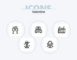 San Valentino linea icona imballare 5 icona design. amore. nozze. telaio. cuore. torta vettore