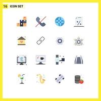 universale icona simboli gruppo di 16 moderno piatto colori di casa edificio Internet bambino pagamento modificabile imballare di creativo vettore design elementi