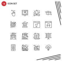schema imballare di 16 universale simboli di obbiettivo la laurea Aperto formazione scolastica riciclare modificabile vettore design elementi