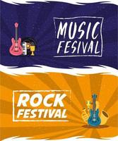 set di poster di invito di intrattenimento festival musicale vettore