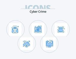 informatica crimine blu icona imballare 5 icona design. pericoloso. il computer portatile. insetto. errore. vettore