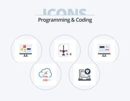 programmazione e codifica piatto icona imballare 5 icona design. sviluppo. codifica. codifica. sviluppo. computer vettore
