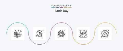 terra giorno linea 5 icona imballare Compreso albero. naturale. Comunità. le foglie. società vettore