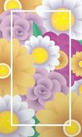 modello di carta decorativa floreale con cornice quadrata vettore