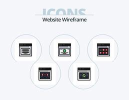 sito web wireframe linea pieno icona imballare 5 icona design. ragnatela. Internet. sicuro. carta geografica. pagina vettore