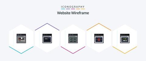 sito web wireframe 25 riga piena icona imballare Compreso sito web. pagina. immagine. Internet. sito web vettore