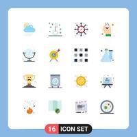 mobile interfaccia piatto colore impostato di 16 pittogrammi di pulito specchio Rete pubblico opinione marketing modificabile imballare di creativo vettore design elementi