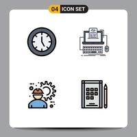 4 creativo icone moderno segni e simboli di orologio schermo prodotti codifica costruzione lavoratore modificabile vettore design elementi