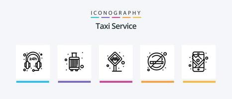 Taxi servizio linea 5 icona imballare Compreso strada. percorso. Astuccio. navigazione. GPS. creativo icone design vettore
