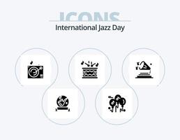 internazionale jazz giorno glifo icona imballare 5 icona design. musica . tamburo . musica . grammofono vettore