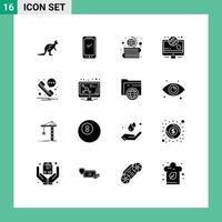 16 creativo icone moderno segni e simboli di sport notizia mobile globo formazione scolastica modificabile vettore design elementi