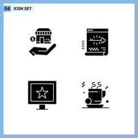 impostato di 4 moderno ui icone simboli segni per attività commerciale cinema dollaro accesso tv modificabile vettore design elementi