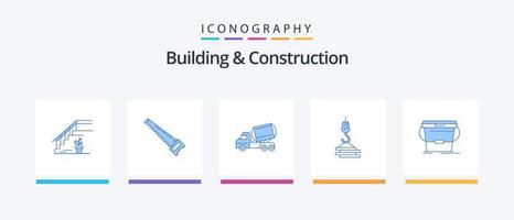 edificio e costruzione blu 5 icona imballare Compreso costruzione. gru. costruzione. rullo. costruzione. creativo icone design vettore