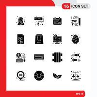 universale icona simboli gruppo di 16 moderno solido glifi di documento banca indiano repubblica giorno scala rullo modificabile vettore design elementi