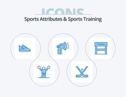 gli sport attributi e gli sport formazione blu icona imballare 5 icona design. finire. fan. bastoni. Potere. aria vettore