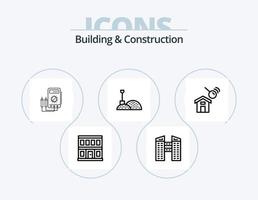 edificio e costruzione linea icona imballare 5 icona design. movimento. legato. casco. oscillazione. strada vettore