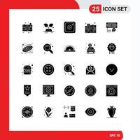 universale icona simboli gruppo di 25 moderno solido glifi di ingresso connessione media adattatore documento modificabile vettore design elementi