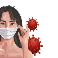 donna che utilizza maschera facciale, protezione covid19 vettore