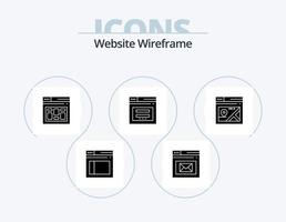 sito web wireframe glifo icona imballare 5 icona design. e-mail. ragnatela. ragnatela. sicuro. pagina vettore