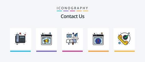 contatto noi linea pieno 5 icona imballare Compreso lettera. scatola. comunicazione. comunicazione. Posizione. creativo icone design vettore