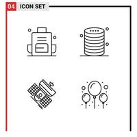 azione vettore icona imballare di 4 linea segni e simboli per zaino Conservazione all'aperto dati emittente modificabile vettore design elementi