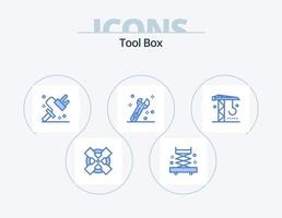 utensili blu icona imballare 5 icona design. . macchinari. rullo. industria. chiave inglese vettore