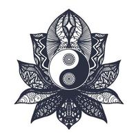 yin e yang vintage in lotus vettore