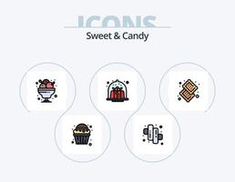 dolce e caramella linea pieno icona imballare 5 icona design. . . cibo. caramella. marshmallow vettore