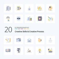 20 creativo abilità e creativo processi piatto colore icona imballare piace immaginare immaginazione foto riunione lettera vettore