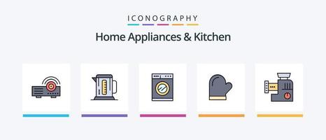casa elettrodomestici e cucina linea pieno 5 icona imballare Compreso casa. casa. elettrico. elettrico. cucina. creativo icone design vettore