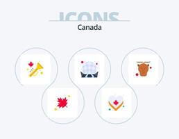 Canada piatto icona imballare 5 icona design. animale. cupola. ottone. città. edificio vettore