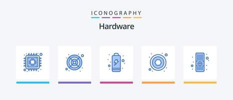 hardware blu 5 icona imballare Compreso . elettrico. tv. controllo. creativo icone design vettore